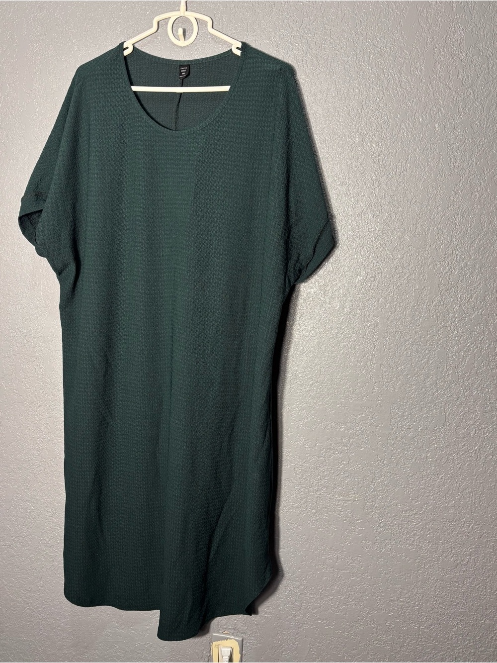SHEIN Dark Green Textured Shift Dress